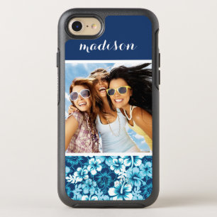 Photo & Name Surf Floral Hibiscus Pattern OtterBox Symmetry iPhone 8/7 Case