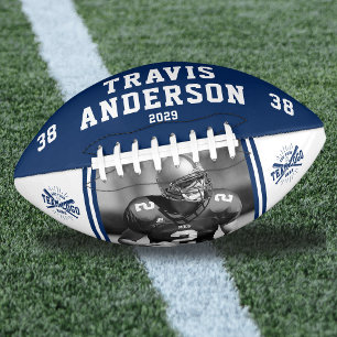 Photo, Name, Team Logo Blue & White Player Football