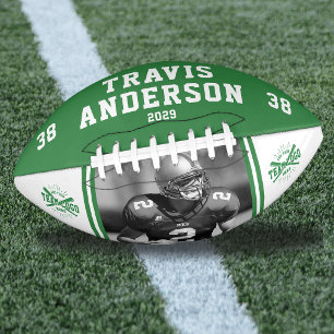 Photo, Name, Team Logo Green & White Player Football