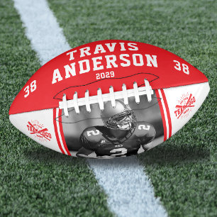 Photo, Name, Team Logo Red & White Player Football