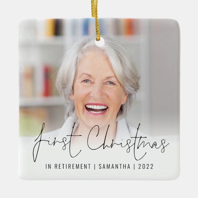 Photo Name Year First Christmas Retired Ceramic Ornament (Front)