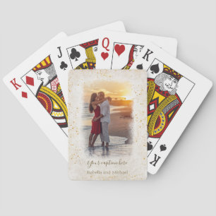 Photo, Names and Caption Template - Ivory and Gold Playing Cards