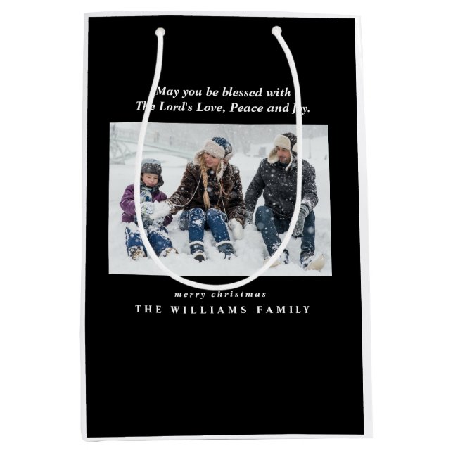 Photo Nativity Bible Verse Christian Christmas Medium Gift Bag (Front)
