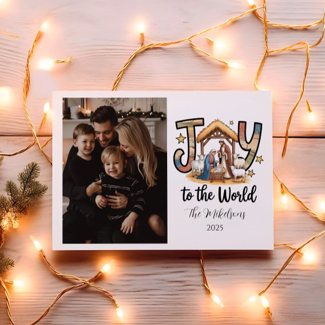 Photo Nativity Joy to the World Christmas Holiday Card (Creator Uploaded)