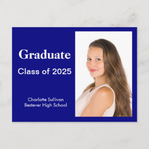 Photo Navy Blue  Graduation  Announcement Postcard