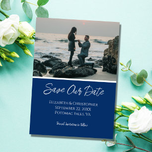 Photo Navy White Wedding Save the Date Card