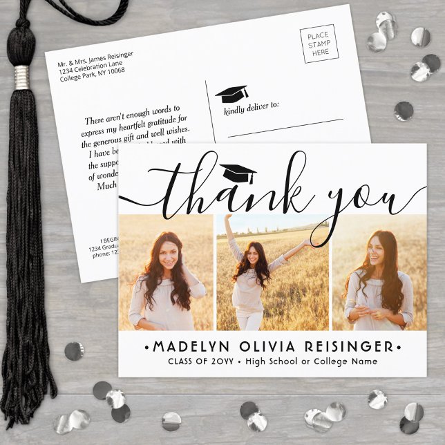 Photo New Address Simple Graduation Thank You Postcard (Creator Uploaded)