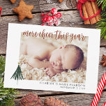 Photo New Baby Christmas Birth Announcement<br><div class="desc">Share with all your family and friends that you added more cheer this year. This simple elegant birth announcement will be the perfect way to announce your new baby's arrival. Customise text on the front and back of the card. Personalise with 1 photo on the front and 3 photos on...</div>