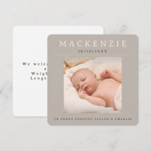 Photo New Baby Photo Personalised 2 sided Card