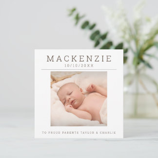Photo New Baby Photo Personalised 2 sided Card