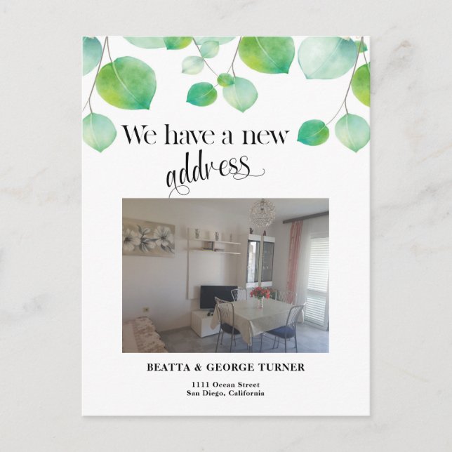 Photo  New Home Address, Announcement Postcard (Front)
