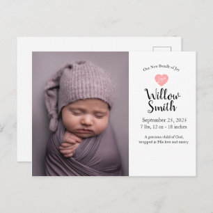 Photo Newborn Baby Announcement Postcard