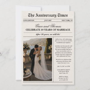 Photo Newspaper Anniversary Wedding Invitation