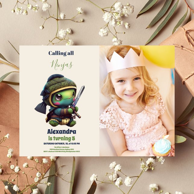 Photo Ninja Karate Martial Arts Birthday Party Invitation (Creator Uploaded)