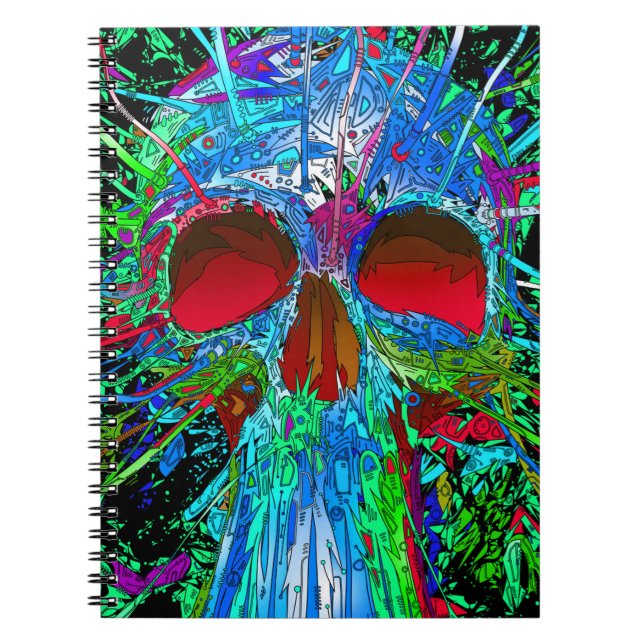 Photo Notebook/Funky Colourful Skull Spiral Notebook (Front)