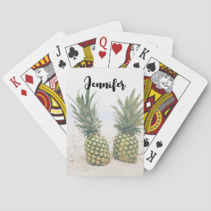 Photo of 2 Pineapples on a Beach Playing Cards