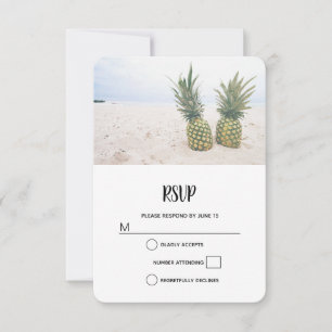 Photo of 2 Pineapples on a Beach RSVP Card