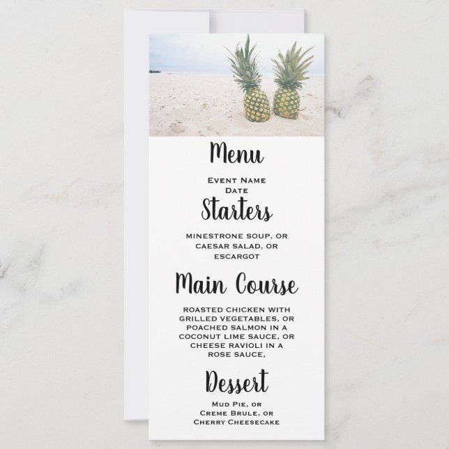 Photo of 2 Pineapples on a Beach Wedding Invitation (Front)