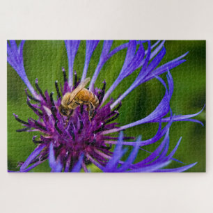 Photo of a beautiful purple flower with honeybee jigsaw puzzle