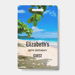 Photo of a Beautiful Sunny Tropical Beach Guest ID Badge