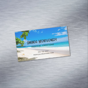 Photo of a Beautiful Sunny Tropical Beach  Magnetic Business Card