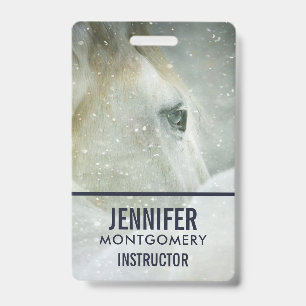 Photo of a Beautiful White Horse in Winter ID Badge