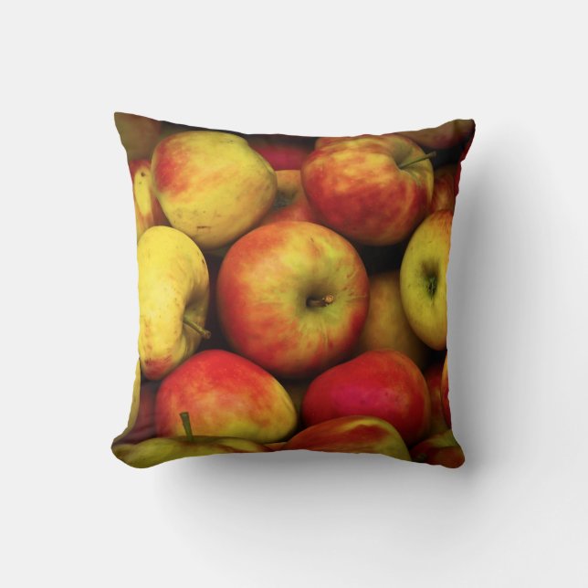 Photo of a Bushel Of Yellow and Red Apples Cushion (Front)