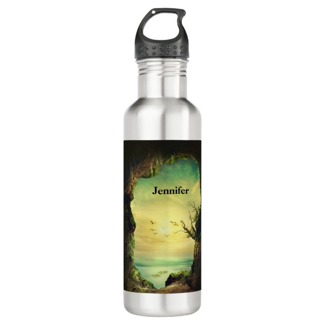Photo of a Cave overlooking a Tropical Sea 710 Ml Water Bottle (Front)