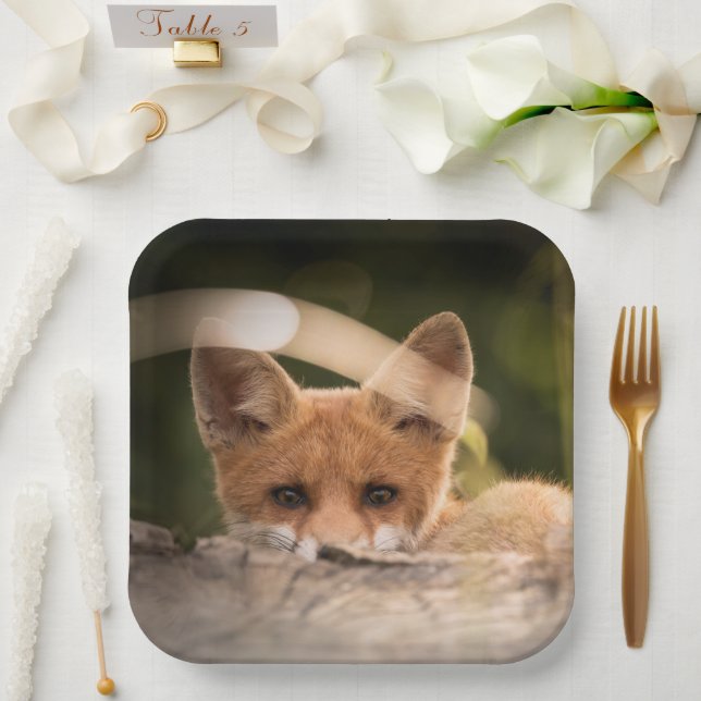 Photo of a Cute Little Orange Fox Paper Plate (Wedding)