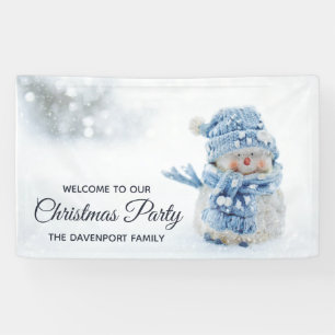 Photo of a Cute Snowman in Winter - Christmas Banner