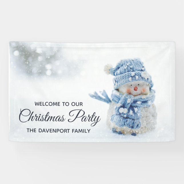 Photo of a Cute Snowman in Winter - Christmas Banner (Horizontal)