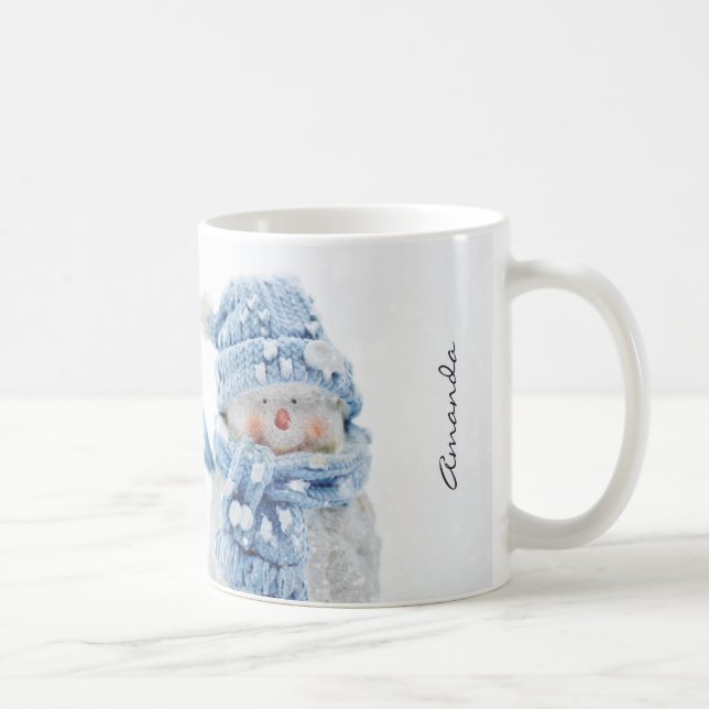 Photo of a Cute Snowman in Winter - Christmas Coffee Mug (Right)