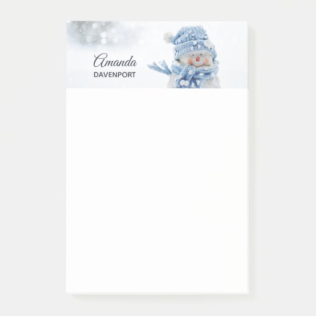 Photo of a Cute Snowman in Winter - Christmas Post-it Notes (Front)