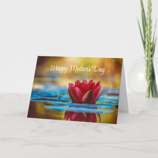 Photo of a Lotus Flower in a Pond Mother's Day Card (Front)