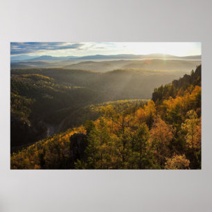 photo of a mountainous autumn forest, mountains, p poster
