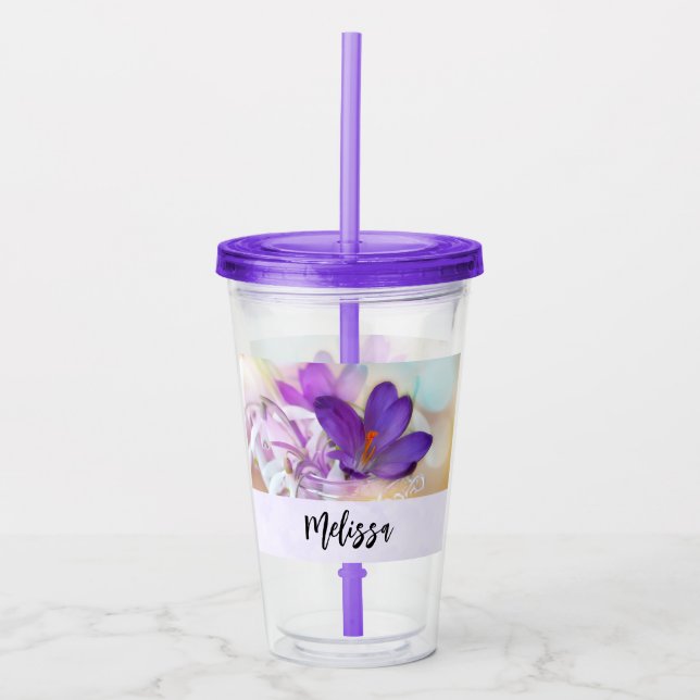 Photo of a Pretty Purple Spring Crocus Acrylic Tumbler (Front)