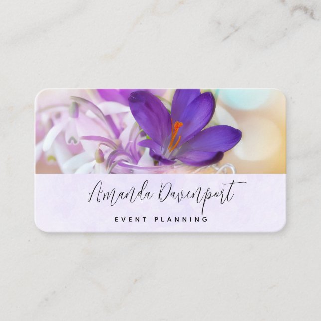 Photo of a Pretty Purple Spring Crocus Business Card (Front)