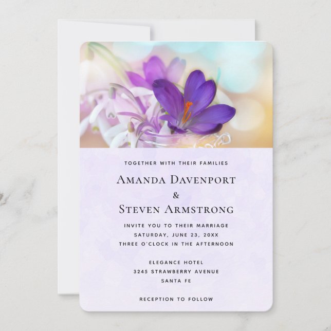 Photo of a Pretty Purple Spring Crocus Invitation (Front)