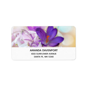 Photo of a Pretty Purple Spring Crocus Label