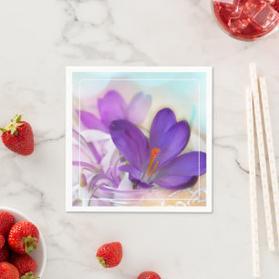 Photo of a Pretty Purple Spring Crocus Napkin