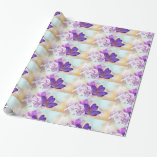Photo of a Pretty Purple Spring Crocus Patterned Wrapping Paper