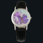 Photo of a Pretty Purple Spring Crocus Watch<br><div class="desc">A watch with a lovely photograph of a dark purple crocus set inside a glass jar. A light purple blossom is present in the background.</div>