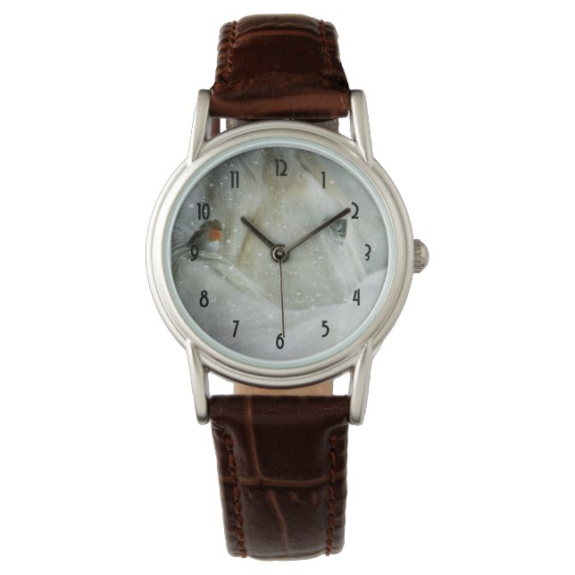 Photo of a White Horse and Bird in Winter Watch (Front)