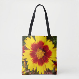 Photo of a yellow and red Coreopsis flower on a Tote Bag