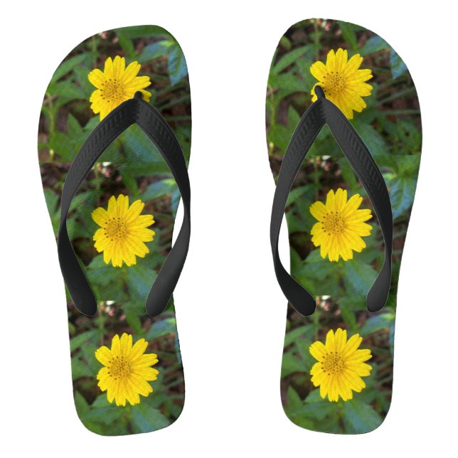 Photo of a yellow trailing daisy on jandals (Footbed)