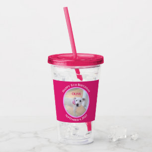 Photo of Adorable Puppy Dog Wearing Hot Pink Scarf Acrylic Tumbler