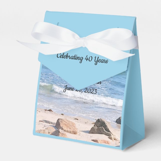 Photo of Atlantic Ocean Shore 40th Anniversary Favour Box (Front Side)