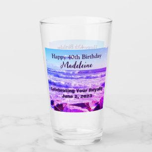 Photo of Atlantic Ocean Waves 40th Birthday Purple Glass