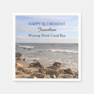 Photo of Atlantic Ocean Waves Happy Retirement Napkin