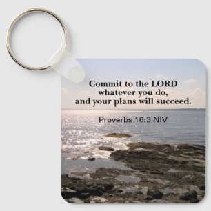 Photo of Atlantic Ocean With Bible Success Verse Key Ring